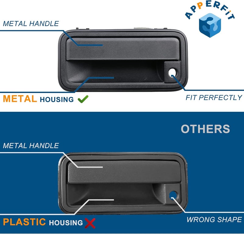 APPERFiT All Metal Exterior Door Handles w/Lock Cylinders & Keys Compatible with Chevy Tahoe Suburban C/K1500 C/K2500 C/K3500 GMC Yukon Replaces 15742229 15742230 - Image 2